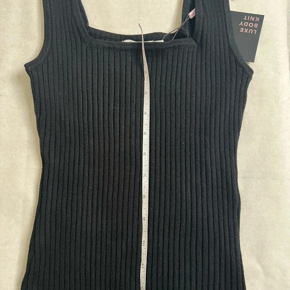 Anthropologie Avec Les Filles NWT Ribbed Black Square Neck Tank Top Sz Small S - Picture 4 of 8